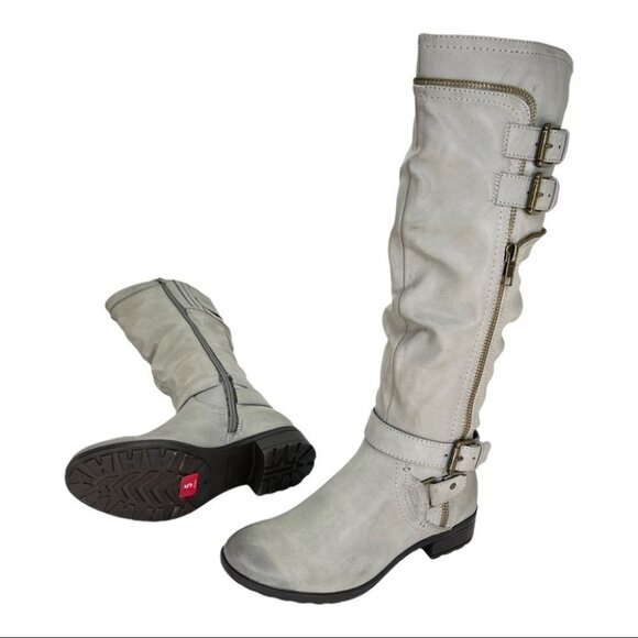 White Mountain Remi Light Grey Faux Leather Knee High Womens Boots Size 5M - Picture 12 of 13